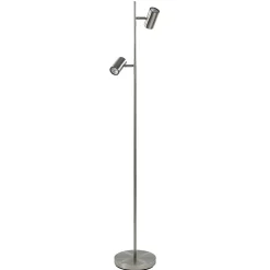 Store Straluma 2-Lichts vloerlamp nikkel met dimbare spots