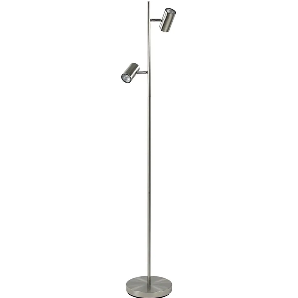 Store Straluma 2-Lichts vloerlamp nikkel met dimbare spots