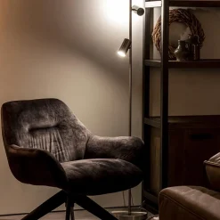 Store Straluma 2-Lichts vloerlamp nikkel met dimbare spots