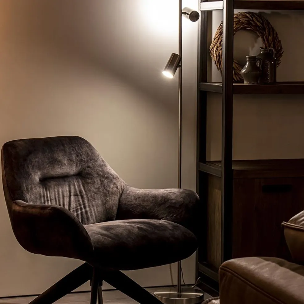 Store Straluma 2-Lichts vloerlamp nikkel met dimbare spots