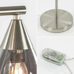 Online Straluma 3-Lichts vloerlamp nikkel met smoke glazen kappen dimbaar