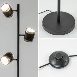 New Straluma 3-Lichts vloerlamp zwart/goud met dimbare spots