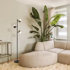 New Straluma 3-Lichts vloerlamp zwart/goud met dimbare spots
