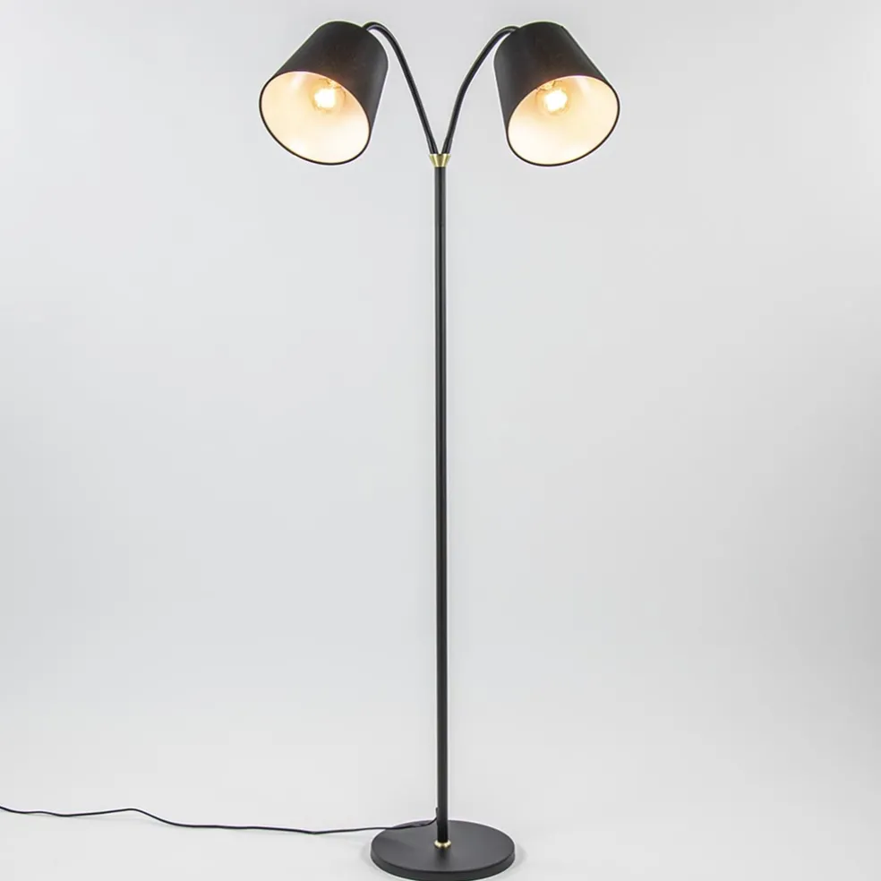 Sale Straluma 2-Lichts vloerlamp zwart/goud met flexibele armen
