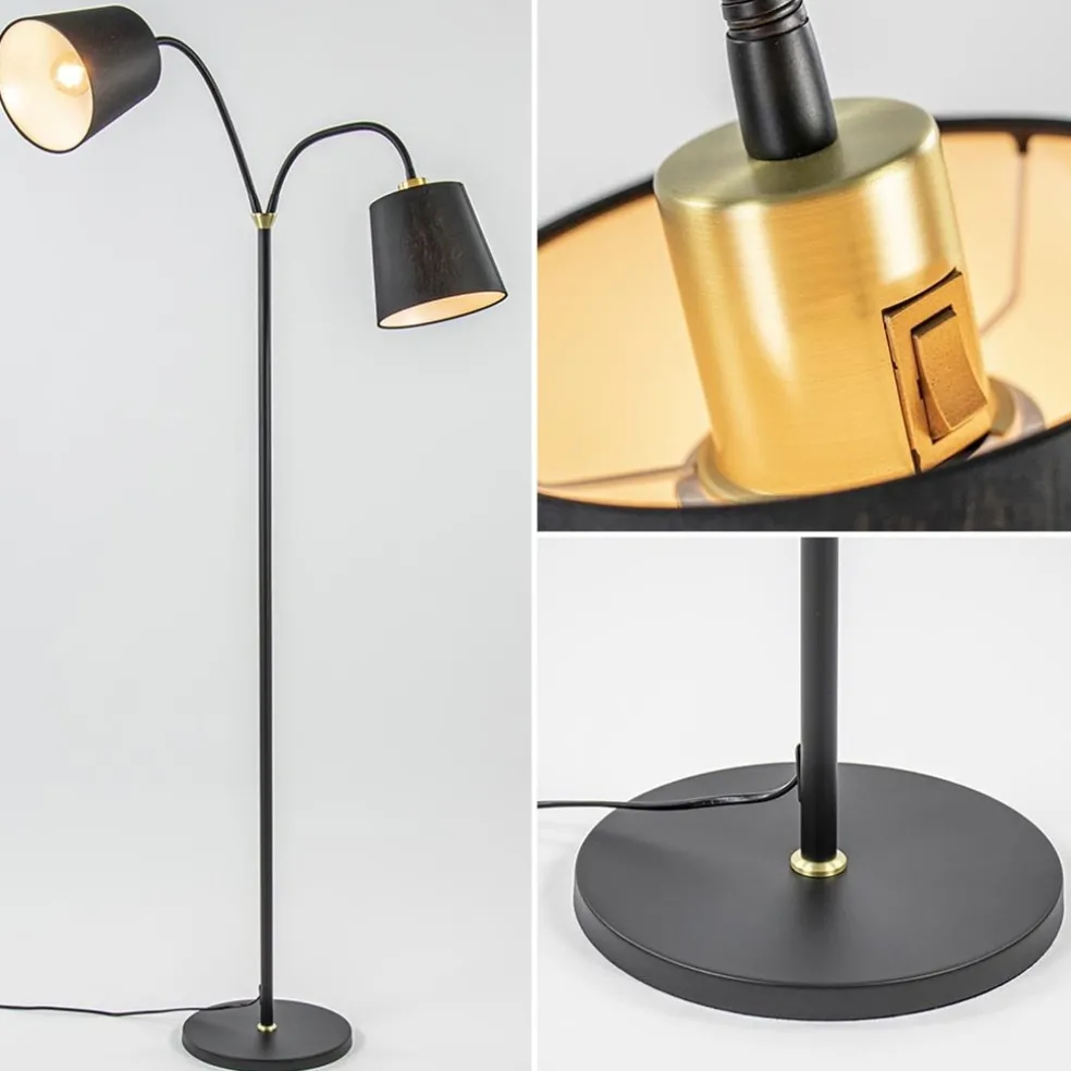 Sale Straluma 2-Lichts vloerlamp zwart/goud met flexibele armen