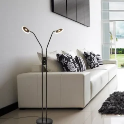 Best Sale Straluma 2-Lichts vloer/leeslamp zwart met dimbaar LED