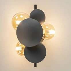 Clearance Straluma 3-Lichts wandlamp grijs/goud met amber glas