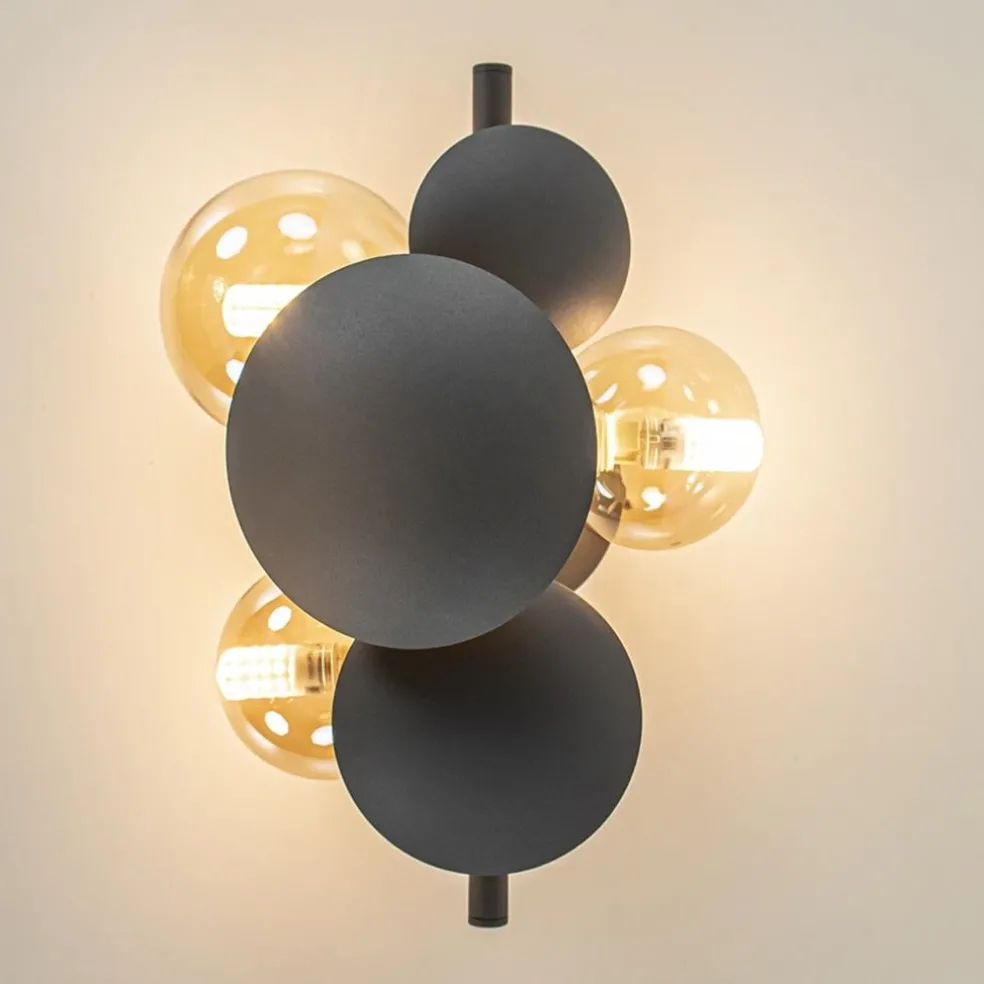 Clearance Straluma 3-Lichts wandlamp grijs/goud met amber glas