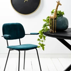 Fashion Straluma Light and Living eetkamerstoel Emma velvet petrol