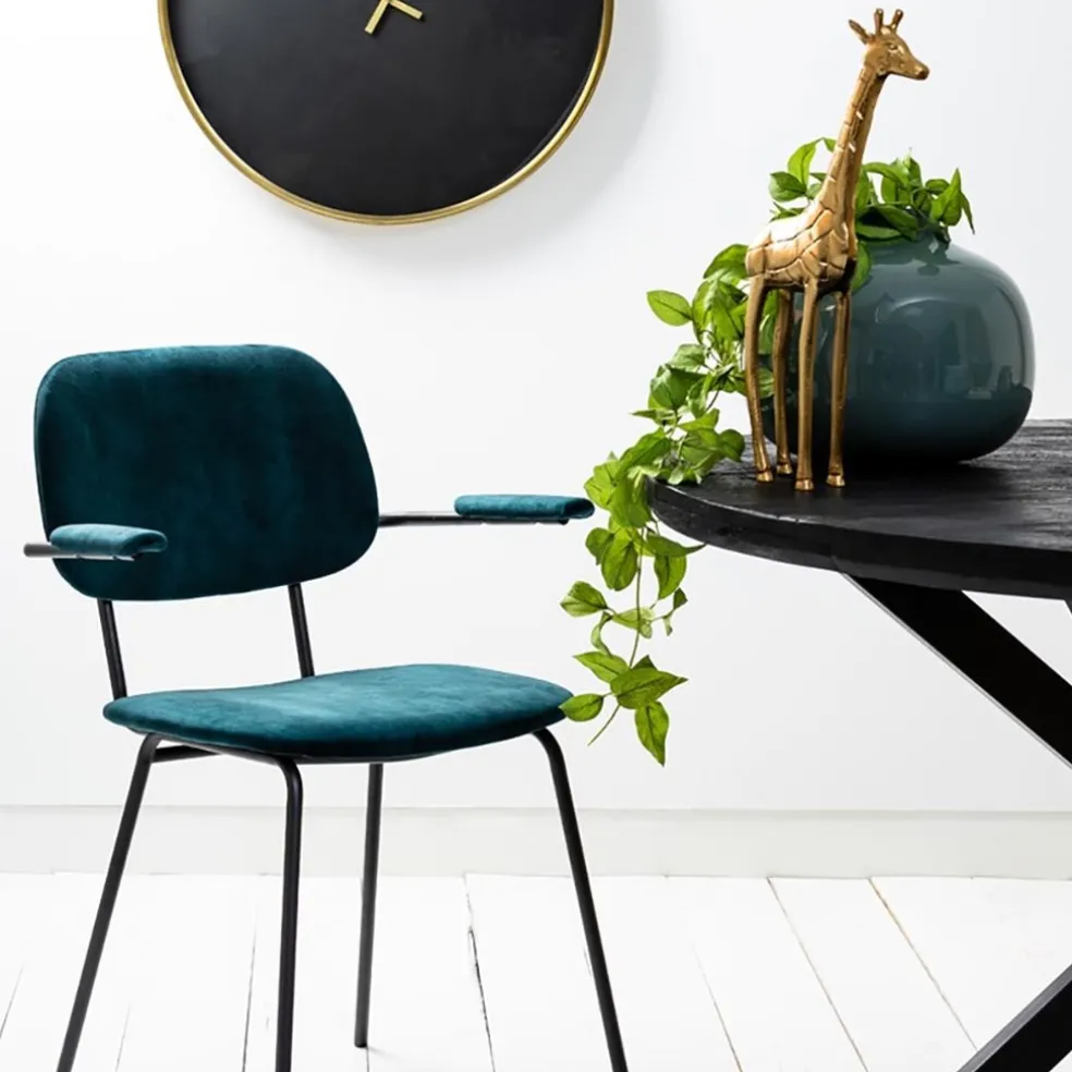 Fashion Straluma Light and Living eetkamerstoel Emma velvet petrol
