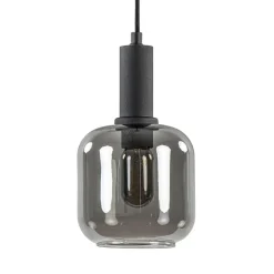 Discount Straluma Light and Living hanglamp Lekar zwart met smoke glas klein