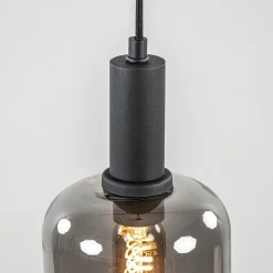 Discount Straluma Light and Living hanglamp Lekar zwart met smoke glas klein