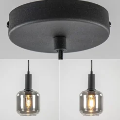 Discount Straluma Light and Living hanglamp Lekar zwart met smoke glas klein