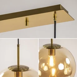 Cheap Straluma Light and Living hanglamp Medina 3L goud met amber glas