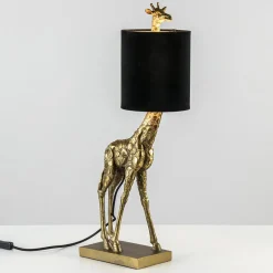 Fashion Straluma Light and Living tafellamp Giraffe klein antiek brons/velvet zwart