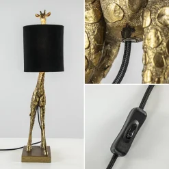 Fashion Straluma Light and Living tafellamp Giraffe klein antiek brons/velvet zwart