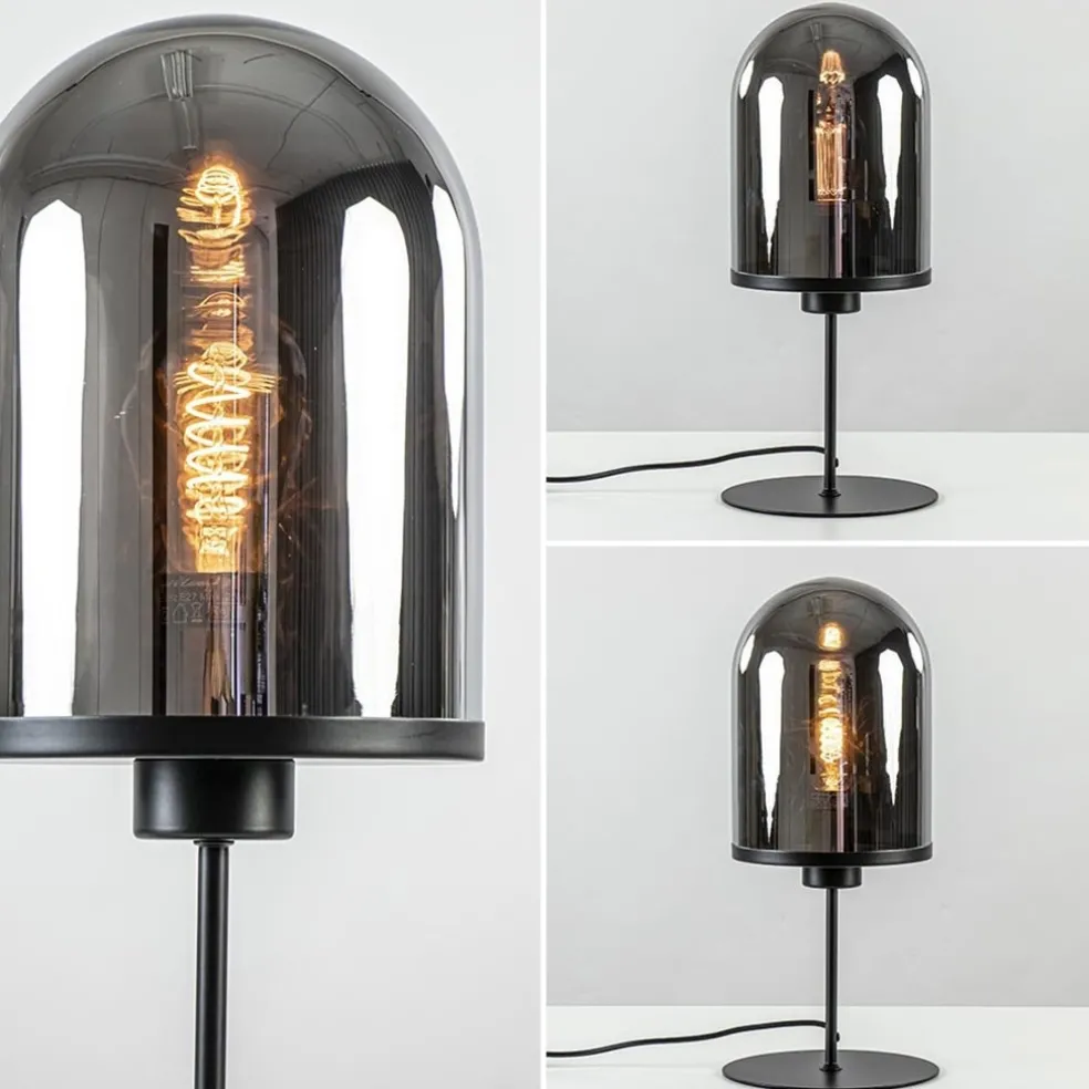 New Straluma Light and Living tafellamp Maverick zwart met smoke glas