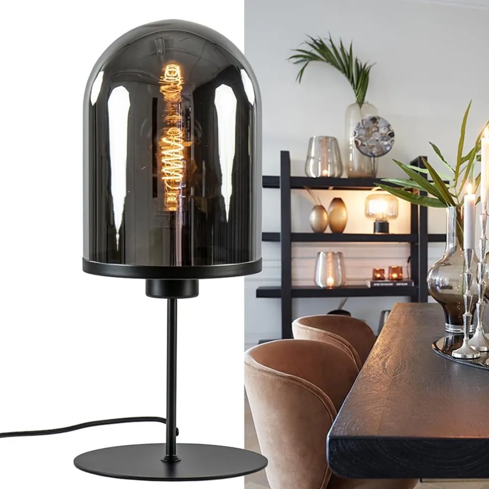 New Straluma Light and Living tafellamp Maverick zwart met smoke glas