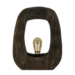 Outlet Straluma Light and Living tafellamp Kelafo hout chocolade bruin