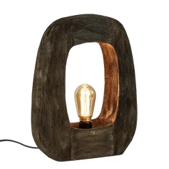 Outlet Straluma Light and Living tafellamp Kelafo hout chocolade bruin