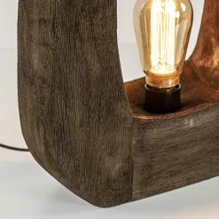 Outlet Straluma Light and Living tafellamp Kelafo hout chocolade bruin