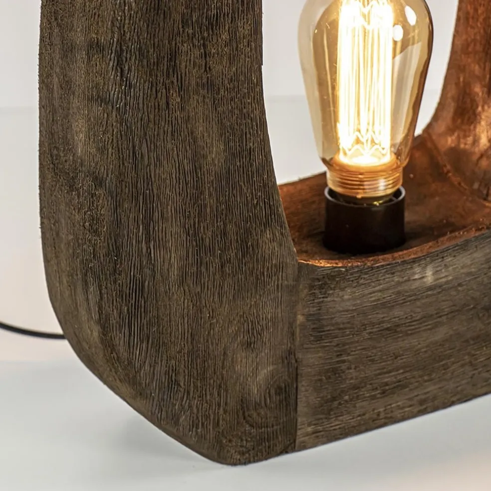 Outlet Straluma Light and Living tafellamp Kelafo hout chocolade bruin