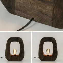 Outlet Straluma Light and Living tafellamp Kelafo hout chocolade bruin