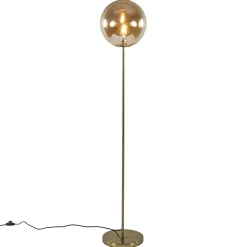 Best Sale Straluma Light and Living vloerlamp Medina goud met amber glas