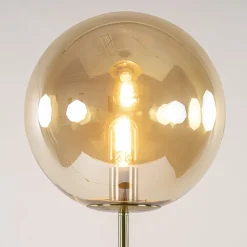 Best Sale Straluma Light and Living vloerlamp Medina goud met amber glas