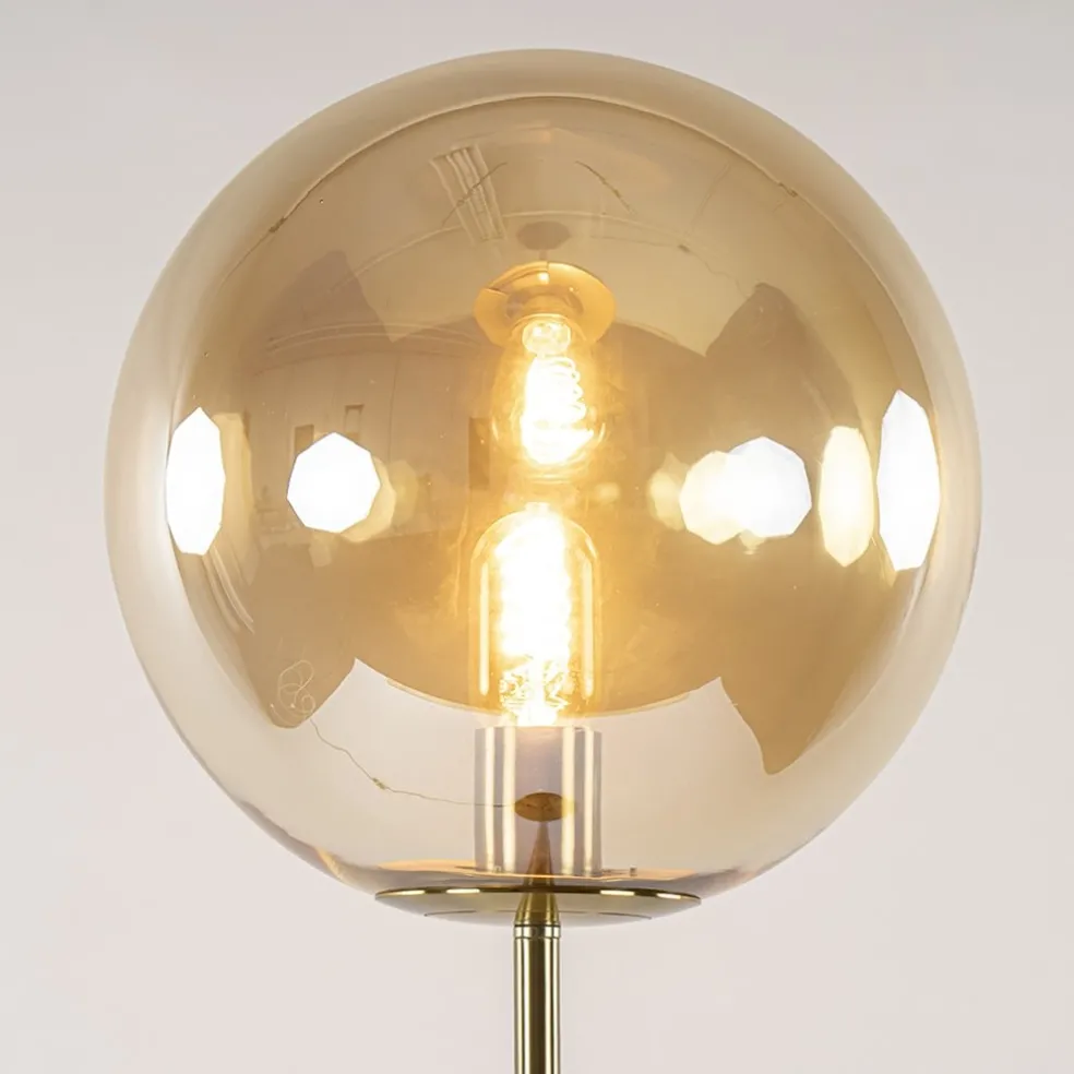 Best Sale Straluma Light and Living vloerlamp Medina goud met amber glas