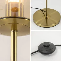 Best Sale Straluma Light and Living vloerlamp Medina goud met amber glas