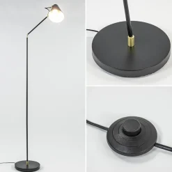 Shop Straluma Light and Living vloerlamp Barre zwart met goud verstelbaar