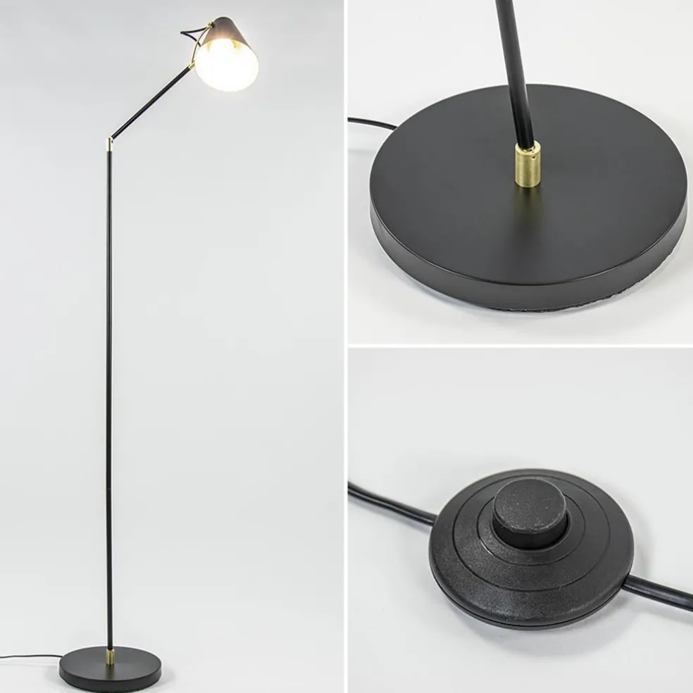 Shop Straluma Light and Living vloerlamp Barre zwart met goud verstelbaar