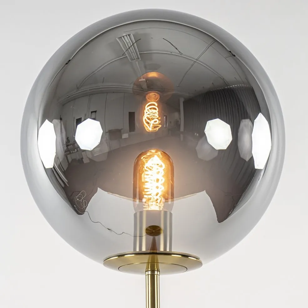 New Straluma Light and Living vloerlamp Medina goud met smoke glas