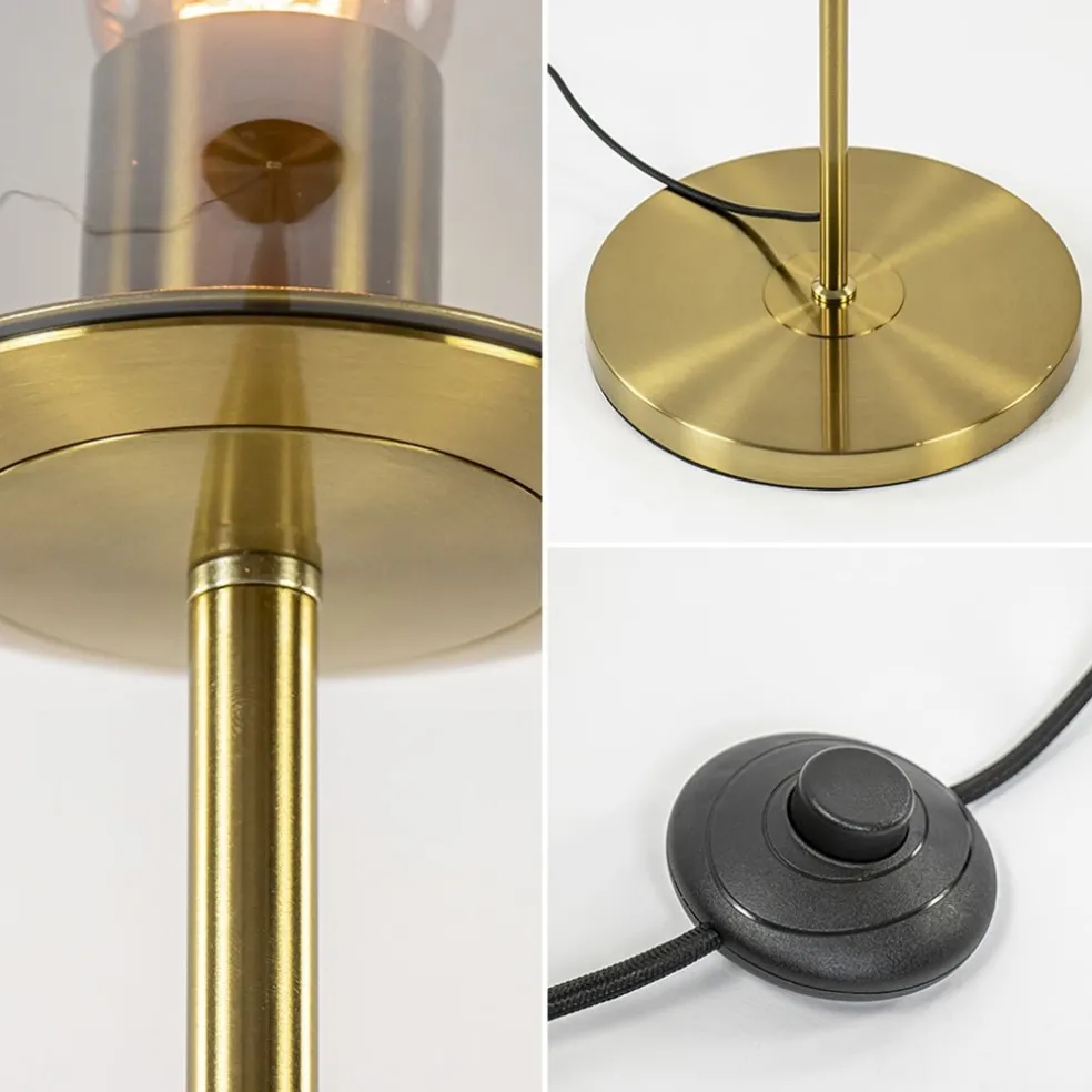 New Straluma Light and Living vloerlamp Medina goud met smoke glas
