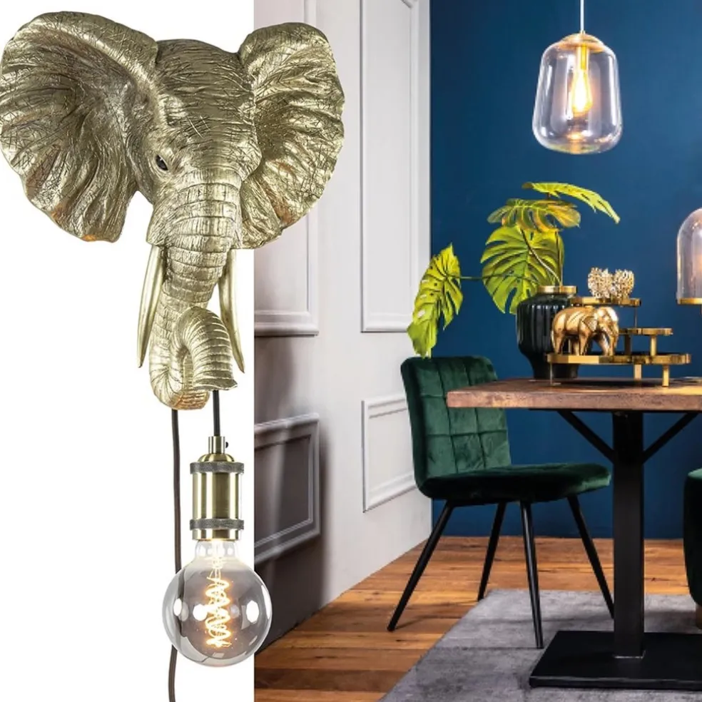 Online Straluma Light and Living wandlamp Elephant licht goud