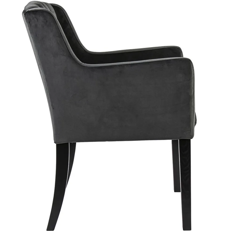 Best Straluma Luxe armstoel velvet mid grey met zwarte eiken poot