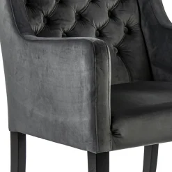 Best Straluma Luxe armstoel velvet mid grey met zwarte eiken poot