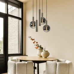 Store Straluma Luxe hanglamp 5-lichts rond quartz
