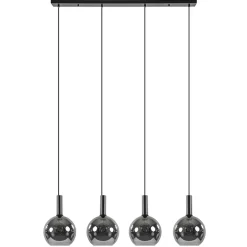 Fashion Straluma Luxe 4-lichts eettafelhanglamp met smoke glazen bollen