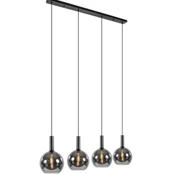 Fashion Straluma Luxe 4-lichts eettafelhanglamp met smoke glazen bollen