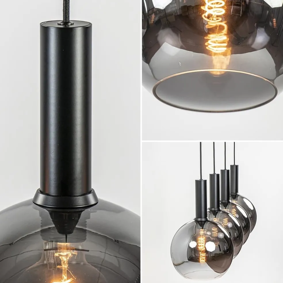 Fashion Straluma Luxe 4-lichts eettafelhanglamp met smoke glazen bollen