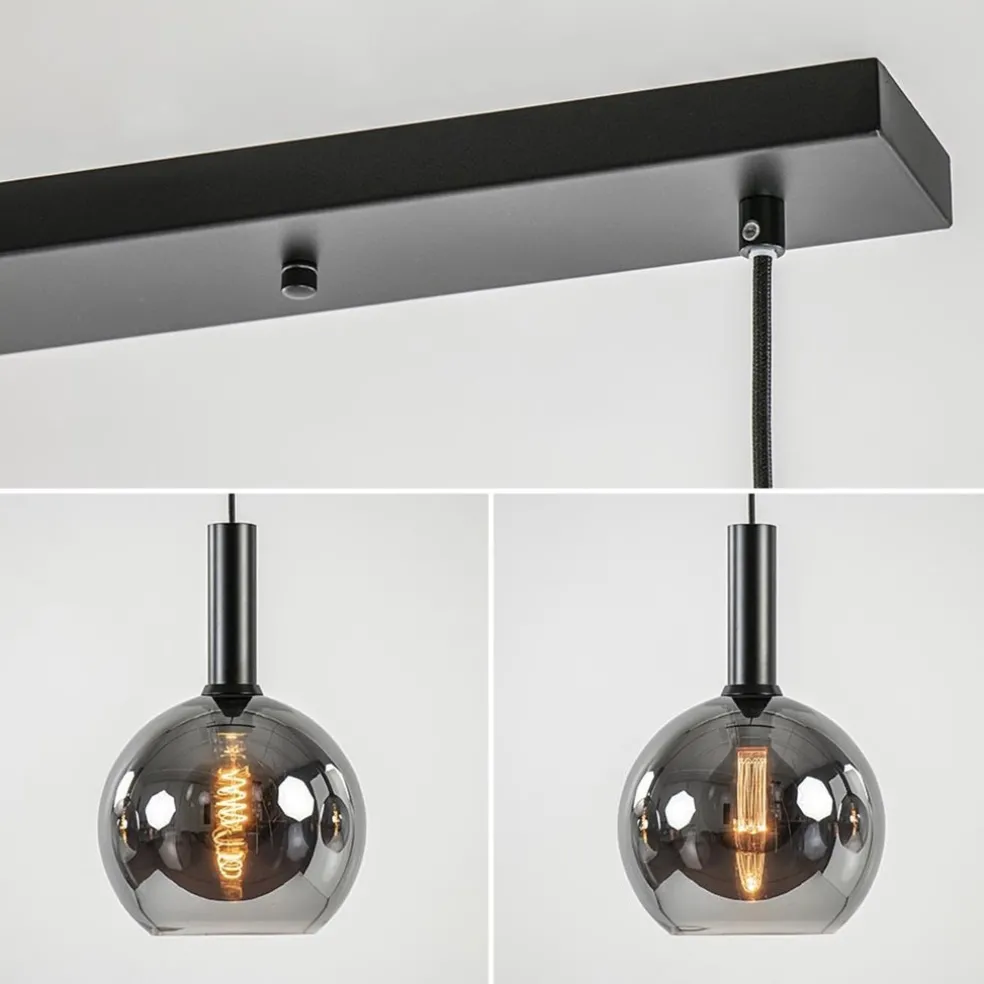 Fashion Straluma Luxe 4-lichts eettafelhanglamp met smoke glazen bollen