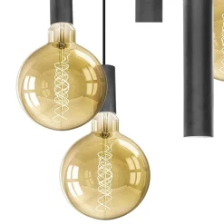 Clearance Straluma Luxe 5-lichts hanglamp mat zwart E27+GU10 rond