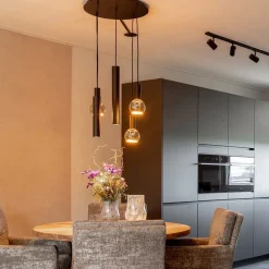 Clearance Straluma Luxe 5-lichts hanglamp mat zwart E27+GU10 rond