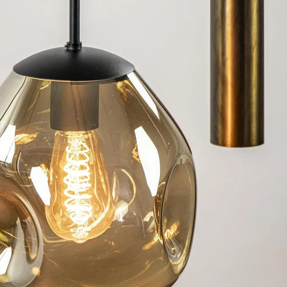 Clearance Straluma Luxe 6-lichts hanglamp met goud glas en cilinders