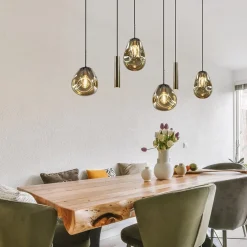 Clearance Straluma Luxe 6-lichts hanglamp met goud glas en cilinders