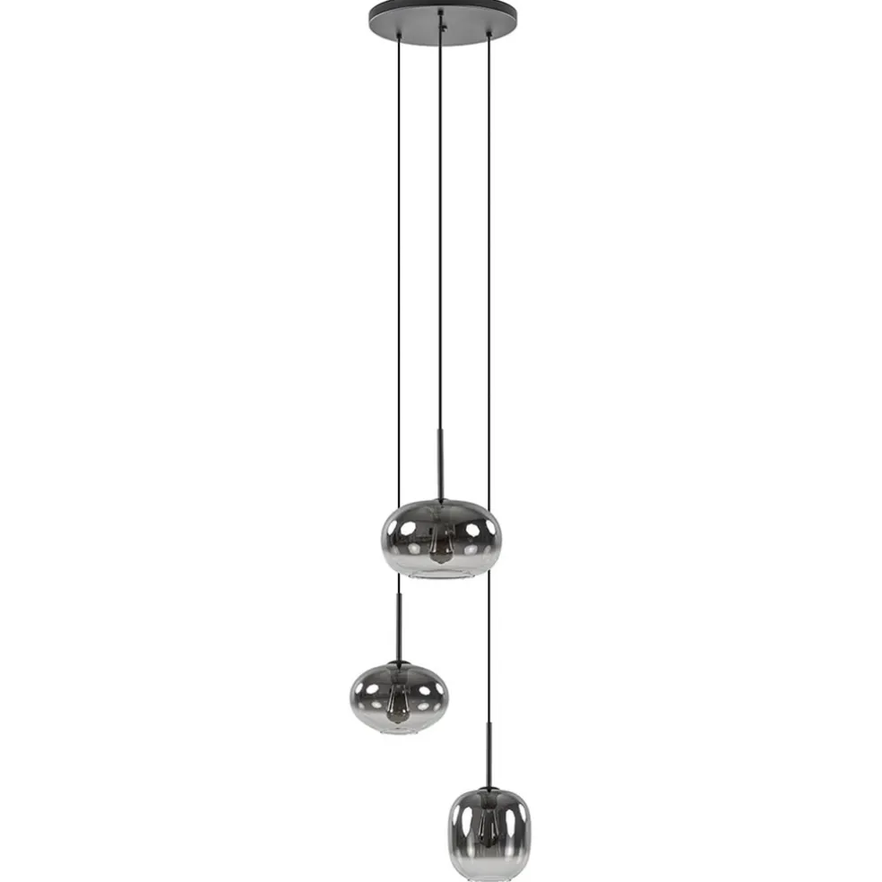 Cheap Straluma Luxe 3-lichts hanglamp rond met smoke glazen kappen