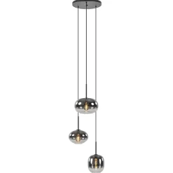 Cheap Straluma Luxe 3-lichts hanglamp rond met smoke glazen kappen
