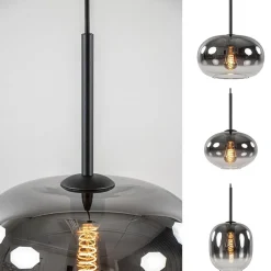 Cheap Straluma Luxe 3-lichts hanglamp rond met smoke glazen kappen